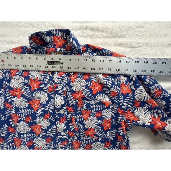 Ariat Men Floral Hawaiian Shirt XS Blue Tropical Short Sleeve Button Down Cotton - Picture 7 of 9